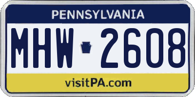 PA license plate MHW2608