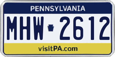 PA license plate MHW2612