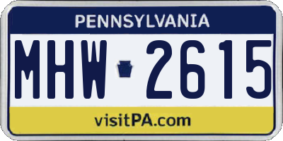 PA license plate MHW2615