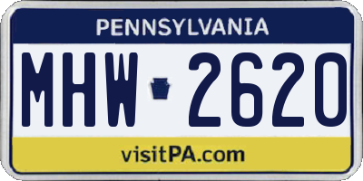 PA license plate MHW2620
