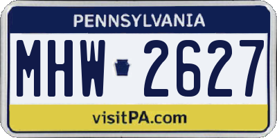 PA license plate MHW2627