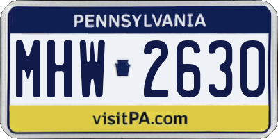PA license plate MHW2630