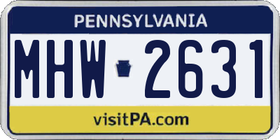 PA license plate MHW2631