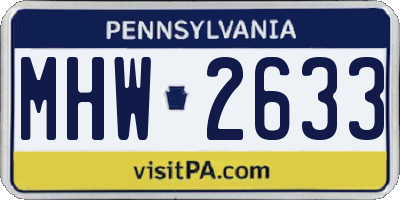 PA license plate MHW2633