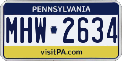PA license plate MHW2634