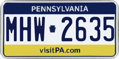 PA license plate MHW2635