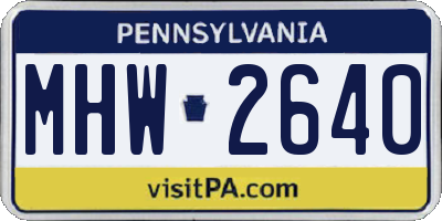 PA license plate MHW2640