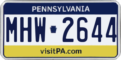 PA license plate MHW2644