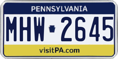 PA license plate MHW2645