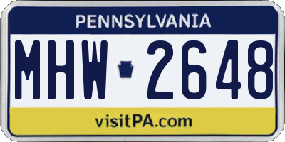 PA license plate MHW2648