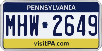 PA license plate MHW2649