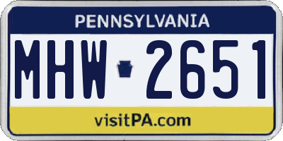 PA license plate MHW2651