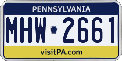 PA license plate MHW2661