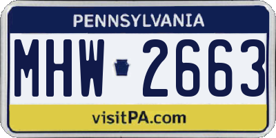 PA license plate MHW2663