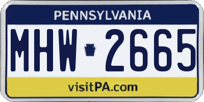 PA license plate MHW2665