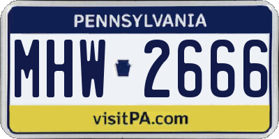 PA license plate MHW2666