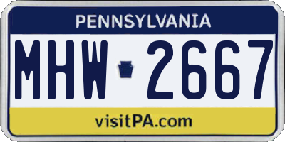 PA license plate MHW2667