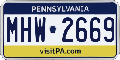 PA license plate MHW2669