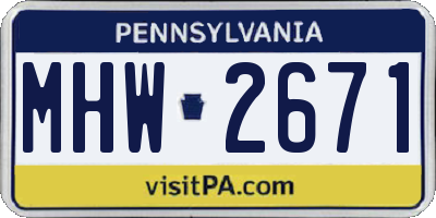 PA license plate MHW2671