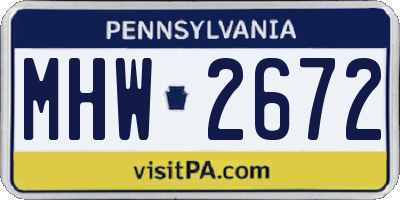 PA license plate MHW2672