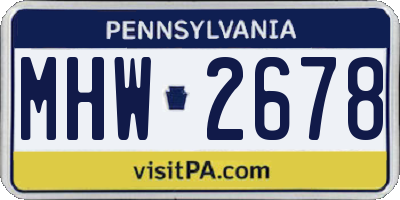 PA license plate MHW2678