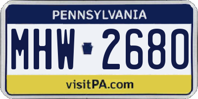 PA license plate MHW2680