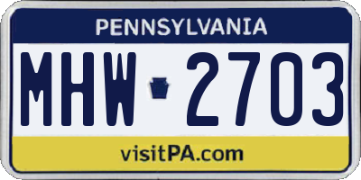PA license plate MHW2703