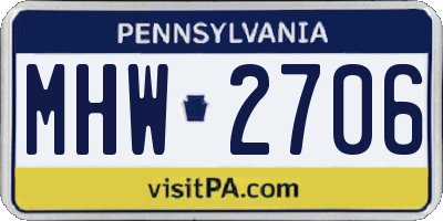 PA license plate MHW2706