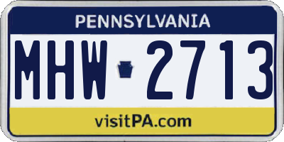 PA license plate MHW2713