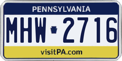 PA license plate MHW2716