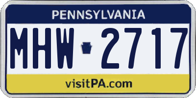PA license plate MHW2717