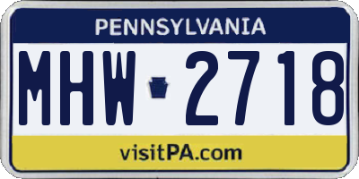 PA license plate MHW2718