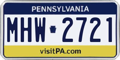 PA license plate MHW2721