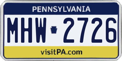 PA license plate MHW2726
