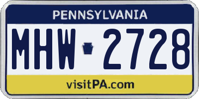 PA license plate MHW2728
