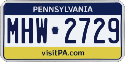 PA license plate MHW2729