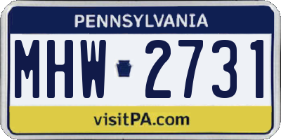 PA license plate MHW2731