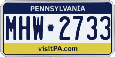 PA license plate MHW2733