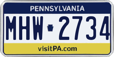 PA license plate MHW2734