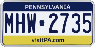 PA license plate MHW2735