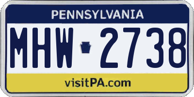 PA license plate MHW2738