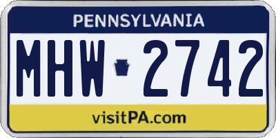 PA license plate MHW2742
