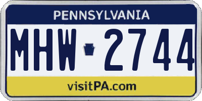 PA license plate MHW2744