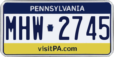 PA license plate MHW2745