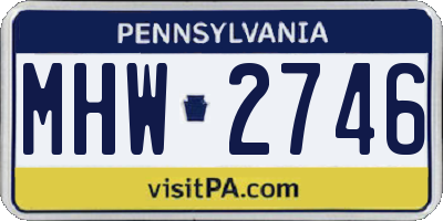 PA license plate MHW2746