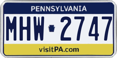 PA license plate MHW2747