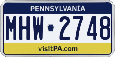 PA license plate MHW2748