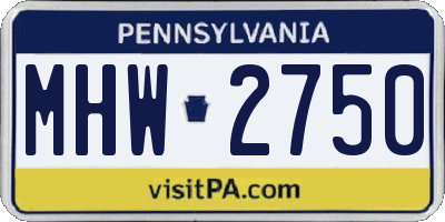 PA license plate MHW2750
