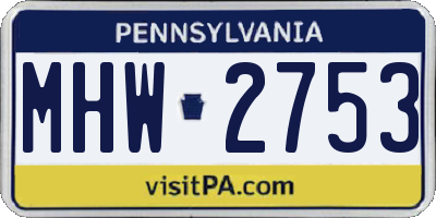 PA license plate MHW2753