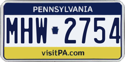 PA license plate MHW2754